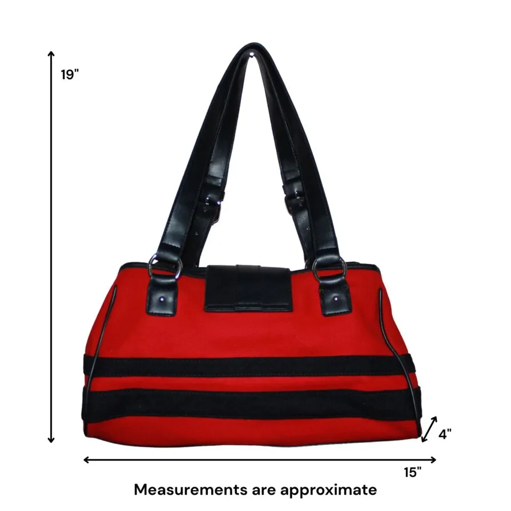 American Living Red Black Cotton Shoulder Bag Satchel Purse